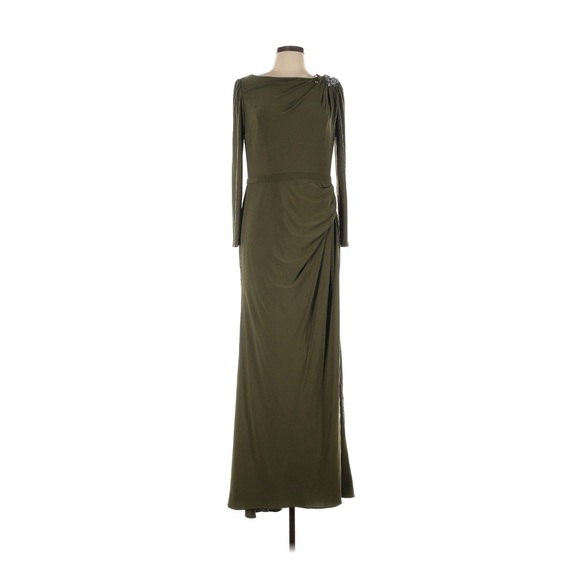 Mac Duggal 55695 evening dress with rhinestones stone shoulder - green -10 - Picture 2 of 6